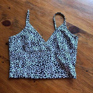 Like New Spotted Animal Print Halter Crop Top – Bold & Flirty, Size 4